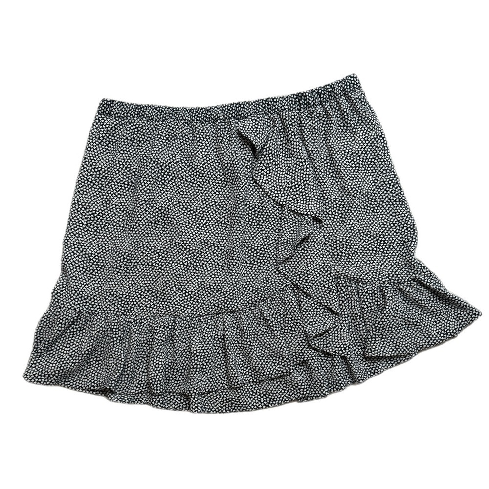 Michael Kors Black White Print Ruffle Mini Skirt